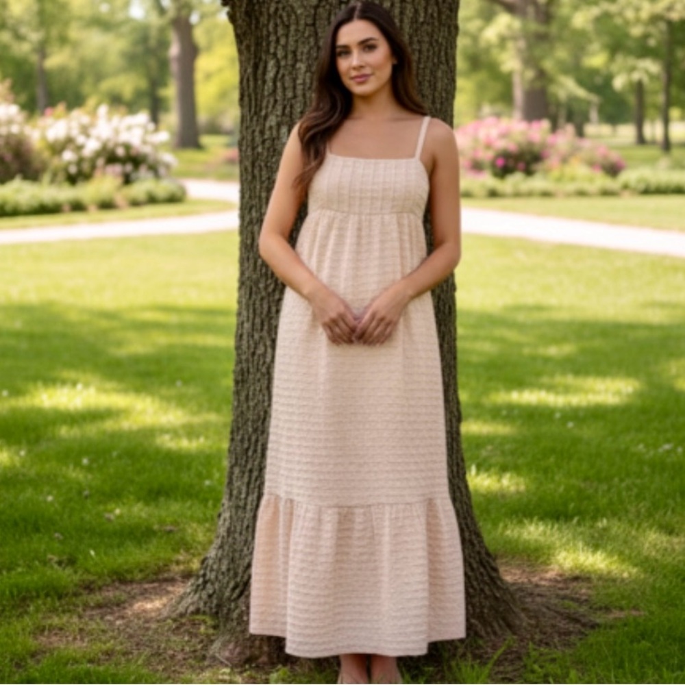 Kika Vargas By Target Textured Empire Waist midi Dress - Picture 2 of 13